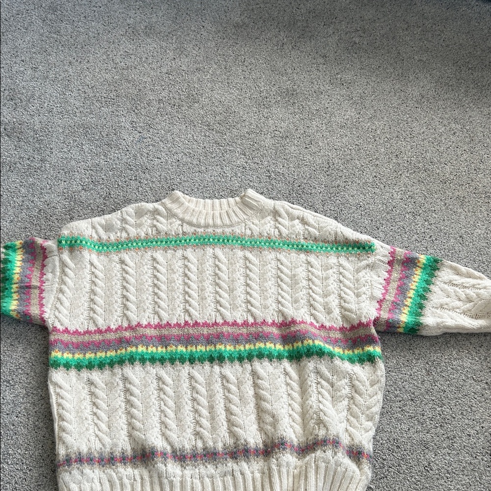 American Eagle Outfitters Cream Multicolor Striped Sweater